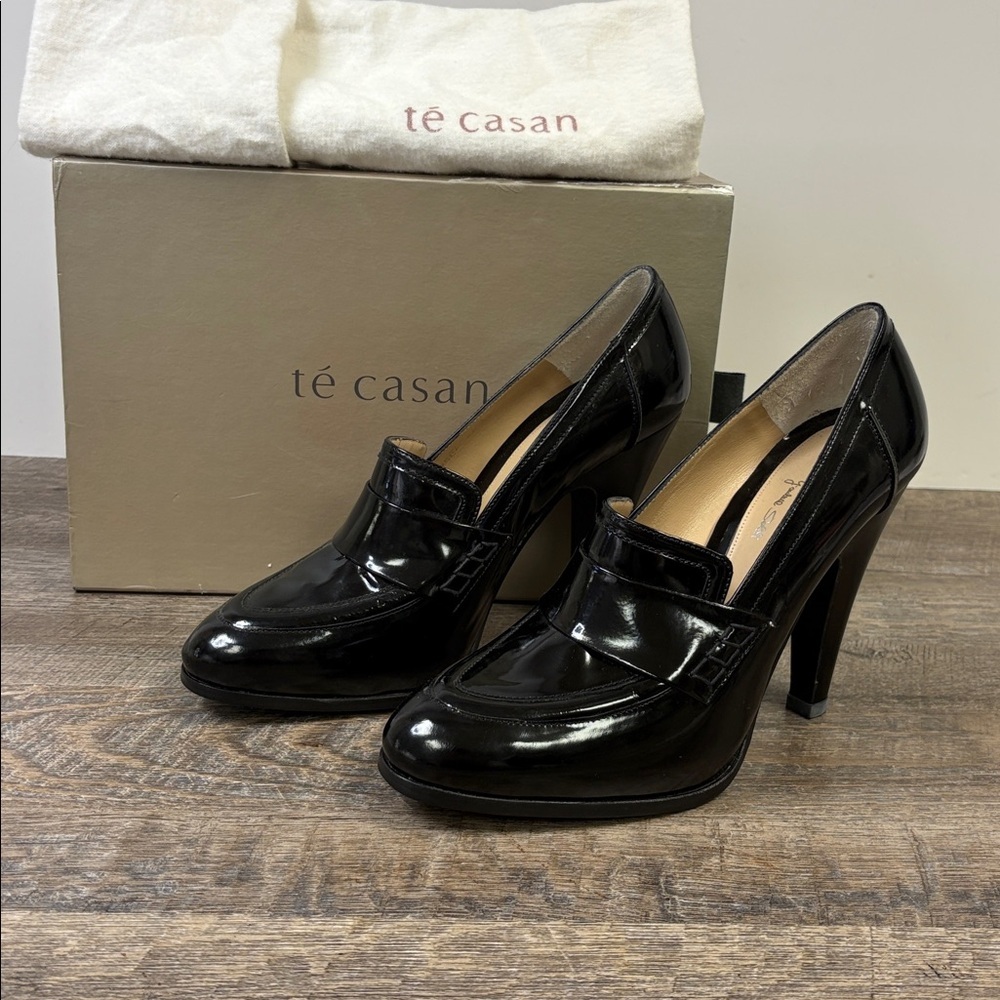Té Casan “Gilbert Calf” Black Patent Leather Heels – Size 39 – Made in Italy